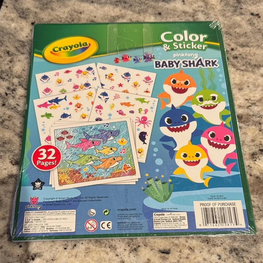 Crayola Baby Shark Color & Sticker Set - Yellow and Pink